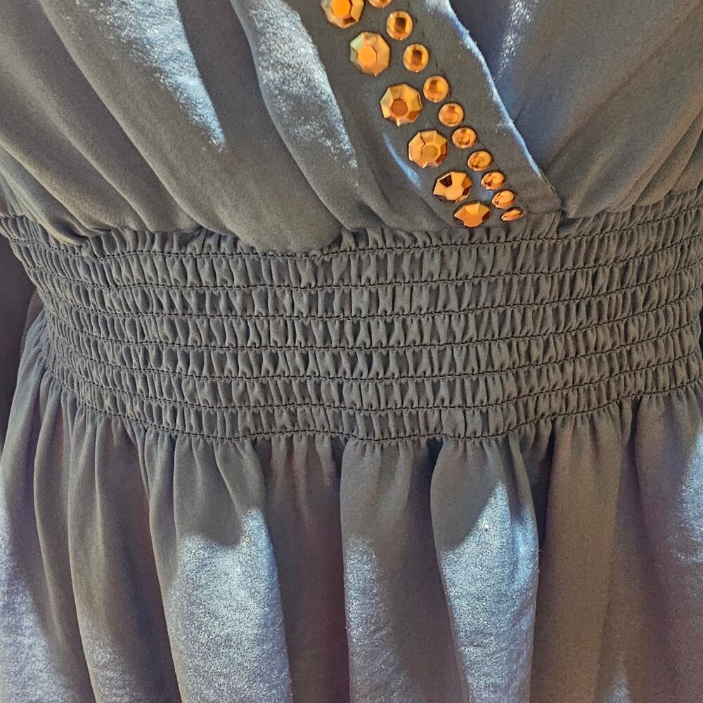 Venus M Gem Faux Wrap Peplum Top Boho Luxe Romantic Bell Sleeve Festival Western - Picture 9 of 9